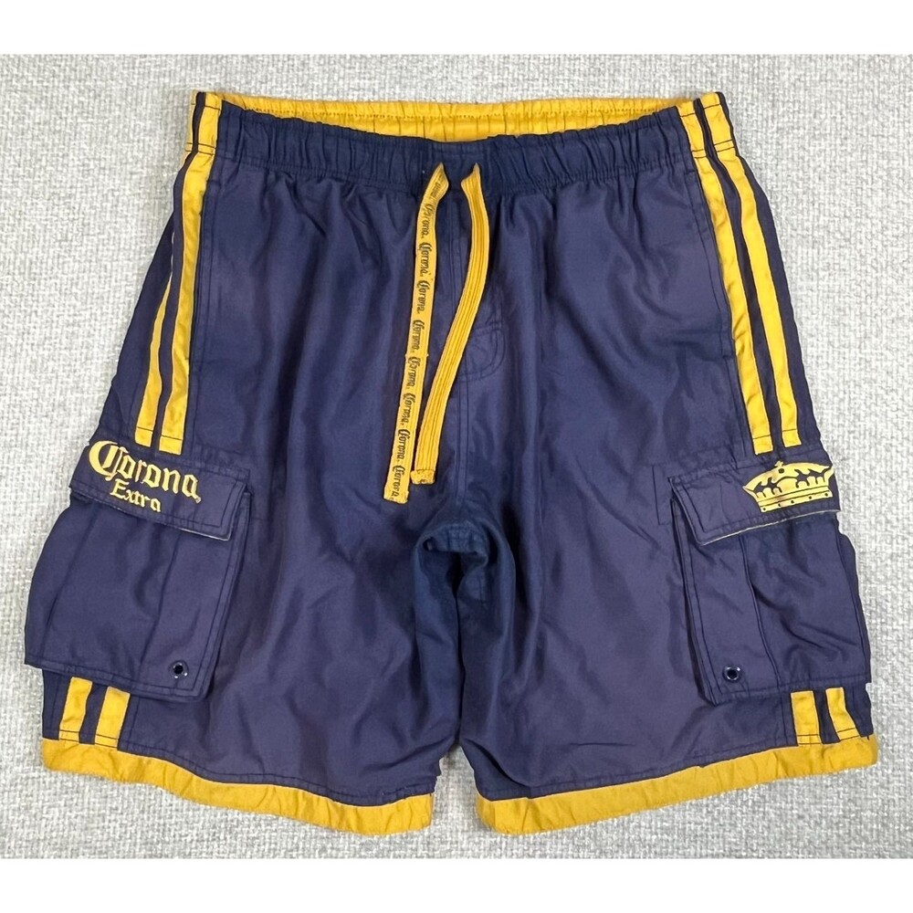 Corona Extra Swim Trunks Men's XL Lined Blue Yellow Board Shorts Y2K Vintage